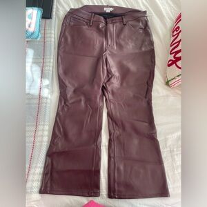 Good American Burgundy Leather Pants